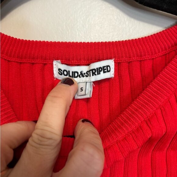 SOLID & STRIPED Vibrant Red Ribbed Top - Picture 2 of 4